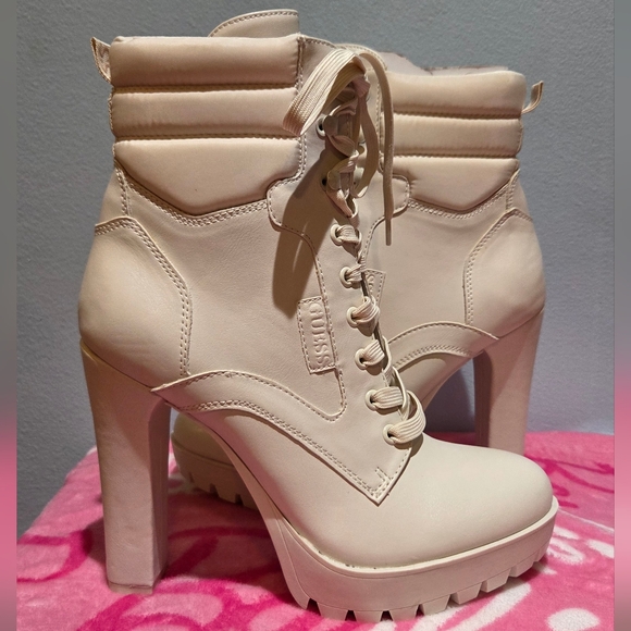 Guess Women's Talore Faux Leather Heeled Ivory Boot, Size 10M - Picture 6 of 11